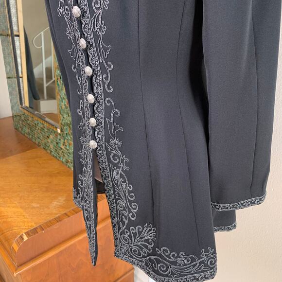 Vintage Marie St. Claire Size 6 Embroidered Blazer Jacket Black Whimsygoth - Picture 10 of 13